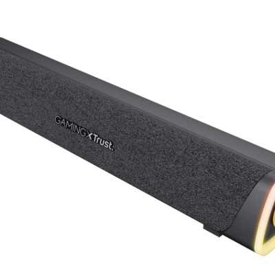 Soundbar Trust GXT 620 Axon, puetere (RMS) 6W, frecventa 20 Hz - 20.000 Hz, audio input 3.5mm (1.4m), iluminare RGB, alimentare prin USB, negru