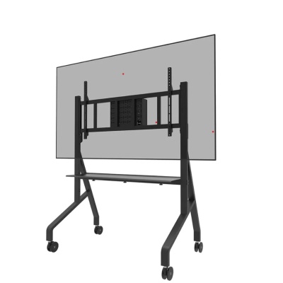 Stand podea mobil/fix Neomounts FL50-575BL1; pentru display-uri cu diagonale 65"-110", sistem de prindere VESA 100x100~1100x600, greutate maxima suportata 125kg, fix, inaltime reglabila manual 1290-1360mm (4 presetari); polita AV max load 10kg, rack AV,