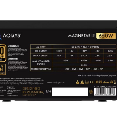Sursa AQIRYS Magnetar LE, 80 PLUS Gold, 650 W - Img 8