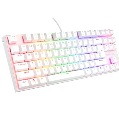 Tastatura gaming mecanica cu fir Genesis Thor 303 TKL, iluminare RGB, switch Linear, switch model Outemu Pitch Silent, numar taste 87, 11 butoane multimedia, lungime cablu 1.8m, dimensiuni 355 x 136 x 36 mm ,alb