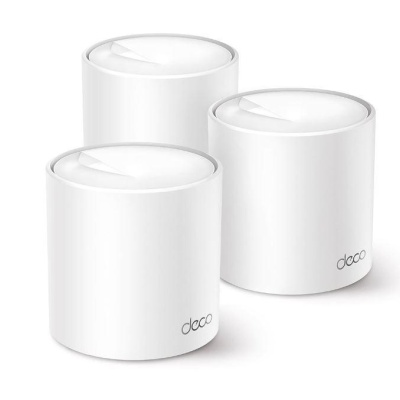 TP-Link AX3000 whole home mesh Wi-Fi 6 System, Deco X50(3-pack); Dual- Band, Standarde Wireless: IEEE 802.11ax/ac/n/a 5 GHz, IEEE 802.11ax/n/b/g 2.4 GHz, viteza wireless: 5 GHz: 2402 Mbps, 2.4 GHz: 574 Mbps, 2 x antene interne, 2×2 MU-MIMO, Mod Router,