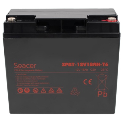 Acumulator UPS SPACER 12V/18Ah, negru - Img 2