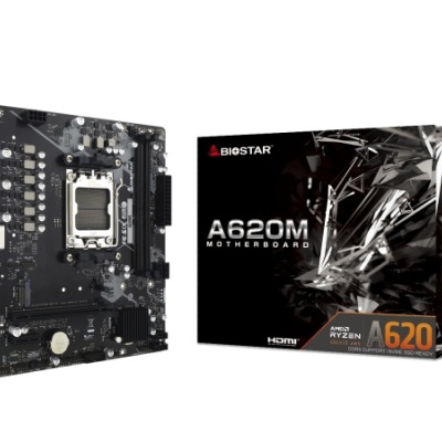 Biostar A620MS. Processor manufacturer: AMD, Processor socket: Socket AM5, Compatible processor series: AMD Ryzen 7000 Series, AMD Ryzen 8000 Series, AMD Ryzen 9000 Series. Supported memory types: DDR5-SDRAM, Maximum internal memory: 128 GB, Memory slots