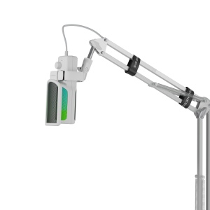 Brat cu microfon Genesis Radium 251, tip Condenser, model cardioid, suport fix, conectivitate USB-C, raspuns in frecventa 50 - 16.000 Hz, sensibilitate 40 dB, lungime cablu 200 cm, alb