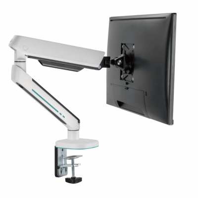 Brat pentru monitor, Material: Oțel, Aluminiu, Plastic, Suprafață finisaj : acoperire cu Pulbere, tehnologie arc, Culoare: Alb Texturat Fin, Gri Spațial Dimensiune compatibila ecran: 27"-45", Greutate maxima (pe ecran): 5~14 kg, Greutate maxima pentru