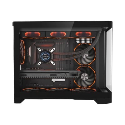 Carcasa 1stPLAYER® Gaming UV6-bk, Micro-ATX, 6 ventilatoare aRGB infinity efect plus PWM, telecomanda, negru - Img 2