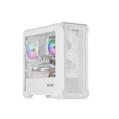 Carcasa GENESIS IRID 503 LITE Mini Tower ARGB ALB, Tempered Glass, Sloturi Expansiune 5, Drive Bays: 2x3.5" 3x2.5", Ventilatoare Suportate: 6 (spate: 1x120mm, fata: 3x120mm sau 2x140mm, sus: 2x120mm sau 2x140mm), Ventilatoare Incluse: 1 (spate: 1x120mm), - Img 2