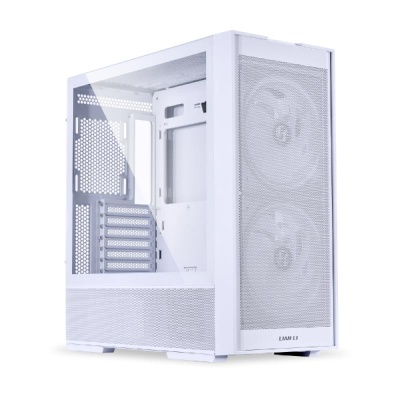 Carcasa LIAN LI LANCOOL 206 Mid Tower RGB ALB, Tempered Glass, Sloturi Expansiune 7, Drive Bays: 2x3.5" sau 1x2.5" 1x 3.5", Ventilatoare Suportate: 9 (spate: 1x120mm, sus: 3x120mm sau 2x140mm, fata: 3x120mm sau 2x140mm sau 2x160mm, invaluit in sursa:
