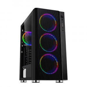 Carcasa Spacer Rainbow, ATX, MidTower, Gaming, fara sursa, sticla securizata, 4 x fan, USB 2.0 x 2, USB 3.0 x 1, mesh, fan controller (inclusiv RGB), telecomanda, „SPCS-GC-RAINBOW”