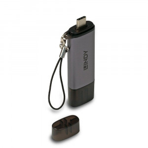 Card Reader Lindy USB 3.2 Type C, SD & microSD, argintiu
