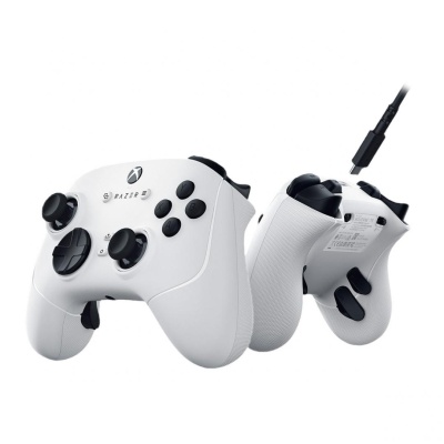 Controller cu fir Razer Wolverine V3 Tournament Edition, compatibil XBOX & PC, butoane de actiune mecanice Razer Mecha Tactile, butoane analogice Anti-drift Hall, lungime cablu 3m, interfata USB-C la USB-A, alb