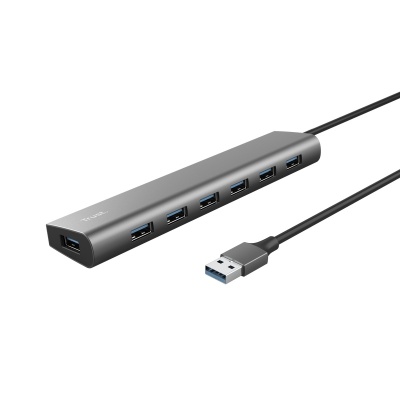 Hub Trust Halyx , 7 porturi USB 3.2 Gen 1, material aluminiu, input USB- C, output USB-A 7, gri - Img 3