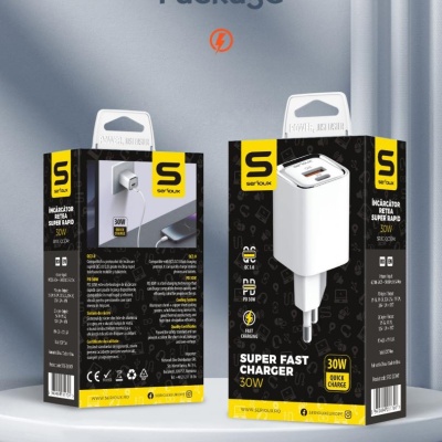 Incarcator retea Serioux 30W Quick Charge, Intrare AC100-240V~ 50/60Hz 0.7A Max, PD Ieșire: 5V-3A, 9V-3A, 12V-2.5A, 15V 2A, 20V=1.5A (30W), QC Ieșire: 5V-3A, 9V-2A, 12V=1.5A (18W), PD+QC=5V=3.6A, Total: 30W Max - Img 15
