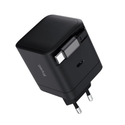 Incarcator Trust Maxo USB-C, putere maxima 65W, lungime cablu 67 cm, negru