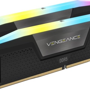 Memorie RAM CORSAIR VENGEANCE RGB 32GB (2x16) DDR5, 6000MHz, CL38, 1.35V, XMP 3.0, negru, Kit of 2