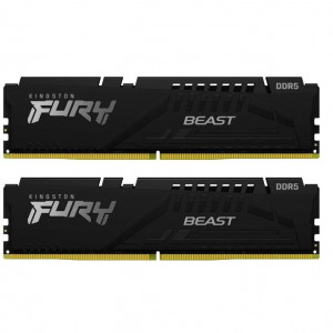 Memorie RAM Kingston, DIMM, DDR5, 64GB, 5600MHz, CL36, 1.35V, FURY Beast Black, Kit of 2