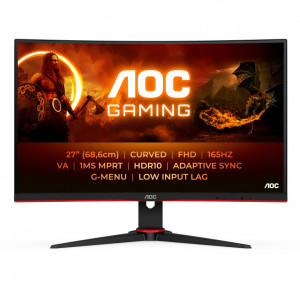 MONITOR AOC C27G2E/BK 27 inch, Panel Type: VA, Backlight: WLED, Resolution: 1920x1080, Aspect Ratio: 16:9, Refresh Rate:165Hz, Response time GtG: 4 ms, Brightness: 250 cd/m², Contrast (static): 4000:1, Contrast (dynamic): 80M:1, Viewing angle: 178/178,
