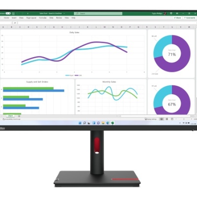 Monitor Lenovo ThinkVision T32h-30 31.5" IPS, QHD (2560x1440), 16:9, Brightness: 350 cd/m², Contrast ratio: 1000:1, Response time: 4ms (Extreme mode) / 6ms (Typical mode), Dot / Pixel Per Inch: 93 dpi, Color Gamut: 99% sRGB, View angle: 178° / 178°, - Img 9