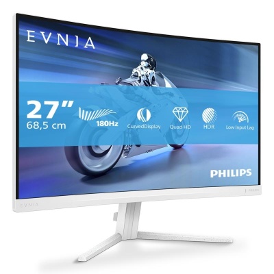 Monitor Philips 27" 27M2C5501/00, Curvature: 1500R, Diagonal (inch): 27, Diagonal (cm): 69, Aspect ratio: 16:9, Panel: VA, Resolution: 1920x1080, Refresh Rate: 180Hz, Response time GtG: 1ms, Brightness (max): 300 cd/m², Contrast (static) : 5000:1,