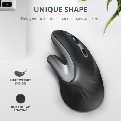 Mouse Trust Verro Ergonomic, Wireless, negru - Img 3