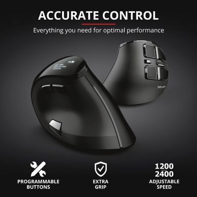 Mouse Trust Voxx, Rechargeable Ergonomic Wireless, negru - Img 10