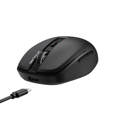 Mouse wireless AirFlow 2.4G+BT cu mod dual, cu receptor dual USB-A +USB-C; LED frontal Mod: 2.4G + Bluetooth Număr cheie: 6 Material: ABS Culoare: Negru complet DPI: 800-1200-1600 Comutator: Clic silențios pentru butonul L-R Interfață: Receptor - Img 7