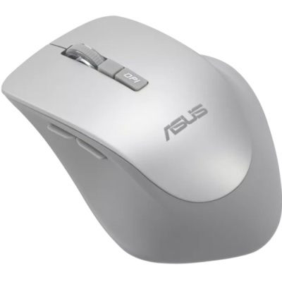 Mouse wireless ASUS WT425 (PN 90XB0280-BMU0L0), culoare Silver, rezoluţie 1000/1600 dpi comutabil, conectivitate RF 2.4GHz cu dongle USB, ergonomie pentru mâna dreaptă, clicuri silenţioase, dimensiuni 106 ,84×74,73×39,13 mm, greutate 82 g (cu baterie),
