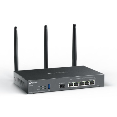 "Omada AX3000 Wi-Fi 6 Gigabit VPN Router PORT: 1× Gigabit SFP WAN/LAN Port, 1× Gigabit RJ45 WAN Port, 4× Gigabit WAN/LAN RJ45 Ports, 1× USB 3.0 SPEED: 574Mbps at 2.4 GHz + 2402 Mbps at 5 GHz (HE160) FEATURE: Integration with Omada SDN Controller, Support - Img 4