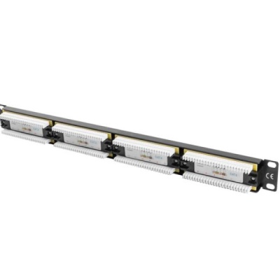 Patch panel 24 porturi 1U 19" Cat.6 UTP negru