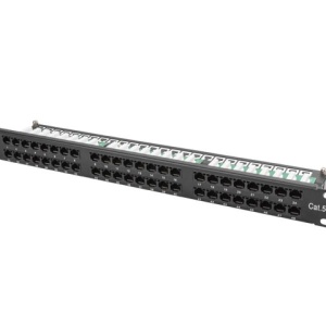 Patch panel 48 porturi 1U 19" Cat.5e UTP negru
