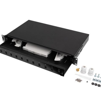 Patch panel fibră rack 19" 1U 12x SC simplex / 12x LC duplex, negru + accesorii - Img 4