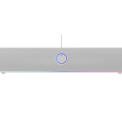 Soundbar GENESIS HELIUM 312BT 2.0, putere 10W, lungime cablu 150cm, frecventa raspuns 100 - 20000 Hz, iluminare multicolor, interfata USB-A, alb