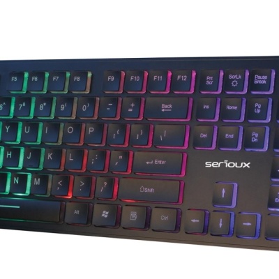 Tastatura Serioux 9500i, cu fir, US layout, iluminata, taste tip Chiclet, neagra, USB