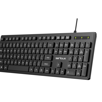 Tastatura Serioux cu fir, interfata USB, 104 taste, material ABS, US Layout, lungime cablu 1.5m PVC, dimensiuni 429*128*20mm; 416g, negru - Img 5