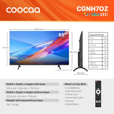 Televizor Coocaa QD-MiniLED 55CGNH70Z, 139 cm, 4K, Smart TV - Img 4