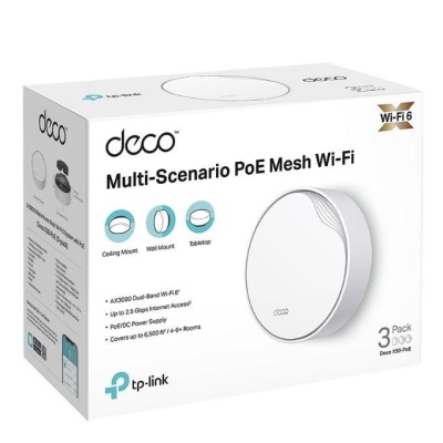 TP-Link AX3000 whole home mesh Wi-Fi 6 System, Deco X50-POE(3-pack); Dual- Band, Standarde Wireless: IEEE 802.11ax/ac/n/a 5 GHz, IEEE 802.11ax/n/b/g 2.4 GHz ,viteza wireless: 5 GHz: 2402 Mbps, 2.4 GHz: 574 Mbps, 2 x antene interne, 2×2 MU-MIMO, Mod - Img 5