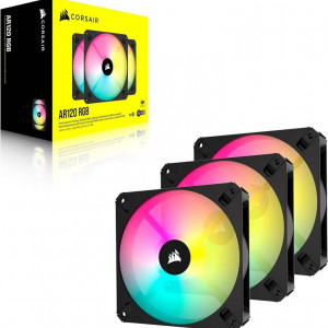 Ventilatoare CORSAIR iCUE AR120 Digital RGB 120mm PWM Fan, Triple Pack, Fan Size 120mm x 25mm, Sound Level 10 - 27.3 dBA BLACK