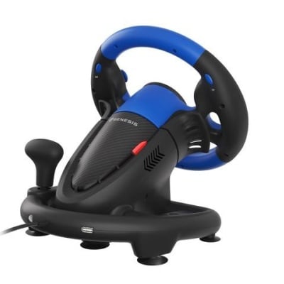 Volan Genesis cu fir Seaborg 350, interfata USB, 15 butoane, rotatie 180°, lungime cablu 200cm, compatibil cu Microsoft XBOX 360, XBOX One, Microsoft XBOX Series S, Microsoft XBOX Series X, Nintendo Switch, PC. Sony PlayStation 3, Sony PlayStation 4, - Img 3