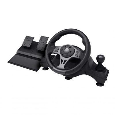 Volan racing Trust GXT 289 Movi Movi, conectivitate cu fir, 25 de butoane, console compatibile Nintendo Switch, Xbox Series S, Xbox Series X, Xbox One X, Xbox One S, Xbox One, PS4, PS4 Original, PS4 Pro, PS4 Slim, negru