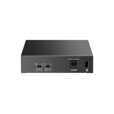 "5-Port 10/100 Mbps Desktop Switch with 4-Port PoE PORT: 4× 10/100 Mbps PoE Ports, 1× 10/100 Mbps Non-PoE Port SPEC: 802.3af, 41 W PoE Power, Desktop Steel Case FEATURE: Extend Mode for 250m PoE Transmitting, PoE Auto Recovery, Plug and Play" - Img 4