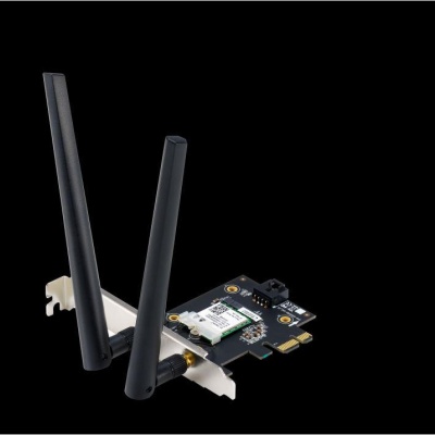 ASUS PCE-AX1800 Wifi AX1800 Bluetooth 5.2 PCIe adapter, WI-FI 6, WPA3, OFDMA. MU-MIMO, Standarde retea: WiFi 6 (802.11ax), Viteza: 1800Mbps, 2 x antene externe.