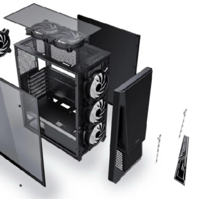 Carcasa gaming Serioux Rogue, tip middle tower, mesh si banda ARGB, Capac superior cu filtru magnetic de praf, panoul lateral: sticla securizata, sasiu: SPCC 0.6T, USB2.0x2+HD Audio, USB 3.0 x1, porturi rezervate pentru ventilator:, față: 1 ventilator - Img 3
