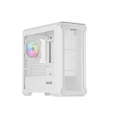 Carcasa GENESIS IRID 503 LITE Mini Tower ARGB ALB, Tempered Glass, Sloturi Expansiune 5, Drive Bays: 2x3.5" 3x2.5", Ventilatoare Suportate: 6 (spate: 1x120mm, fata: 3x120mm sau 2x140mm, sus: 2x120mm sau 2x140mm), Ventilatoare Incluse: 1 (spate: 1x120mm), - Img 3