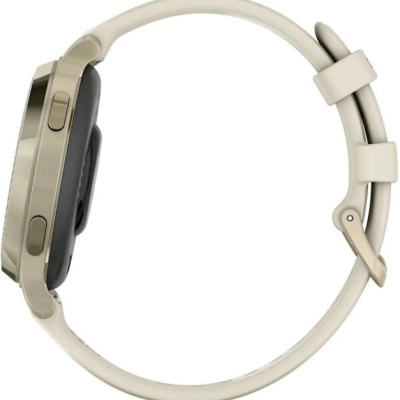 Ceas Garmin Lily 2 Active, display AMOLED, dimensiune afisaj 25,4 mm x 21,3 mm, rezolutie afisaj 240 x 201 pixeli, memorie 8GB, autonomie pana la 9 zile, rezistanta la apa pana la 5 ATM, greutate: 24,4g, ramă MLunar Glod şi curea Bone din silicon - Img 3