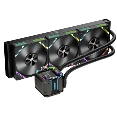 Cooler Procesor 1stPlayer X-Starship 360-bk, display IPS personalizabil de 2,4 inches, ARGB, compatibil AMD/Intel, negru
