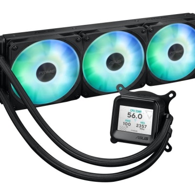 Cooler Procesor ASUS PRIME LC 360 LCD ARGB NEGRU, marime radiator 360mm, 3 ventilatoare ARGB, Viteza ventilatoare 2200 RPM +/- 10%, Suport AMD: AM4, AM5, suport INTEL: LGA 1851/115x/1200/1700, Airflow: 75.7 CFM, Nivel de zgomot ventilatoare: 37.6dBA - Img 7
