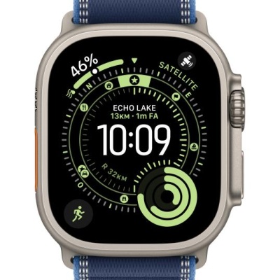 Curea pentru Apple Watch 49mm Blue/Bright Blue Trail Loop - M/L - Natural TitaniumFinish