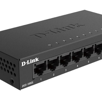 D-Link Switch DGS-108GL, 8 porturi Gigabit, Capacity 16Gbps, desktop, faramanagement, metal, negru, fara ventilator, D-link Green Technology. - Img 2