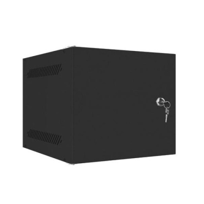 Dulap rack 10" perete 4U / 280x310 pentru auto-asamblare, cu ușă metalică, negru (flat pack)