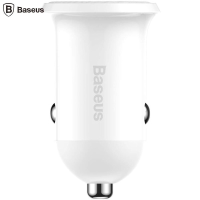 Incarcator auto Baseus Grain Pro, 2 x USB Output 5V/4.8A total ambele porturi, pt. bricheta auto, alb - Img 2